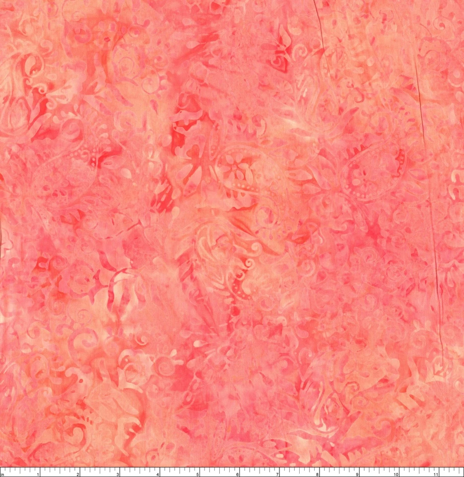 Wilmington 蜡染 - Desert Blossom - 佩斯利和花朵 - 粉红色,织物 BTY — 第 2/4 张图片