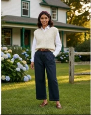 J Crew Pleated Trouser Jean Womens 29P Wide Leg Trendy 