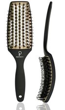 Curved Vented for Blow Drying - Boar Bristle Brush Medium with Medium, Grey