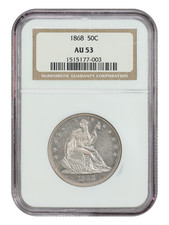 1868 50C NGC AU53 - Liberty Seated Half Dollar