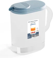 Tribello Pitcher with Lid 1 Gallon, Slim Clear Plastic 128 Ounces, 