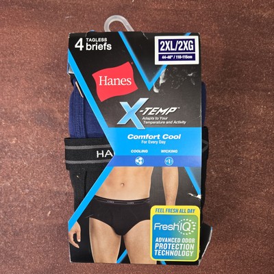 Hanes Men's Blue X-TEMP Comfort Cool 4 Tagless Briefs Size 2XL 44-46 NWT2