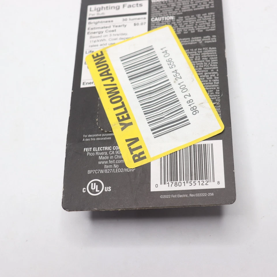 (2-Pk) Feit Electric LED Light Bulbs White 2700K 7W Eqv - Image 2 of 4