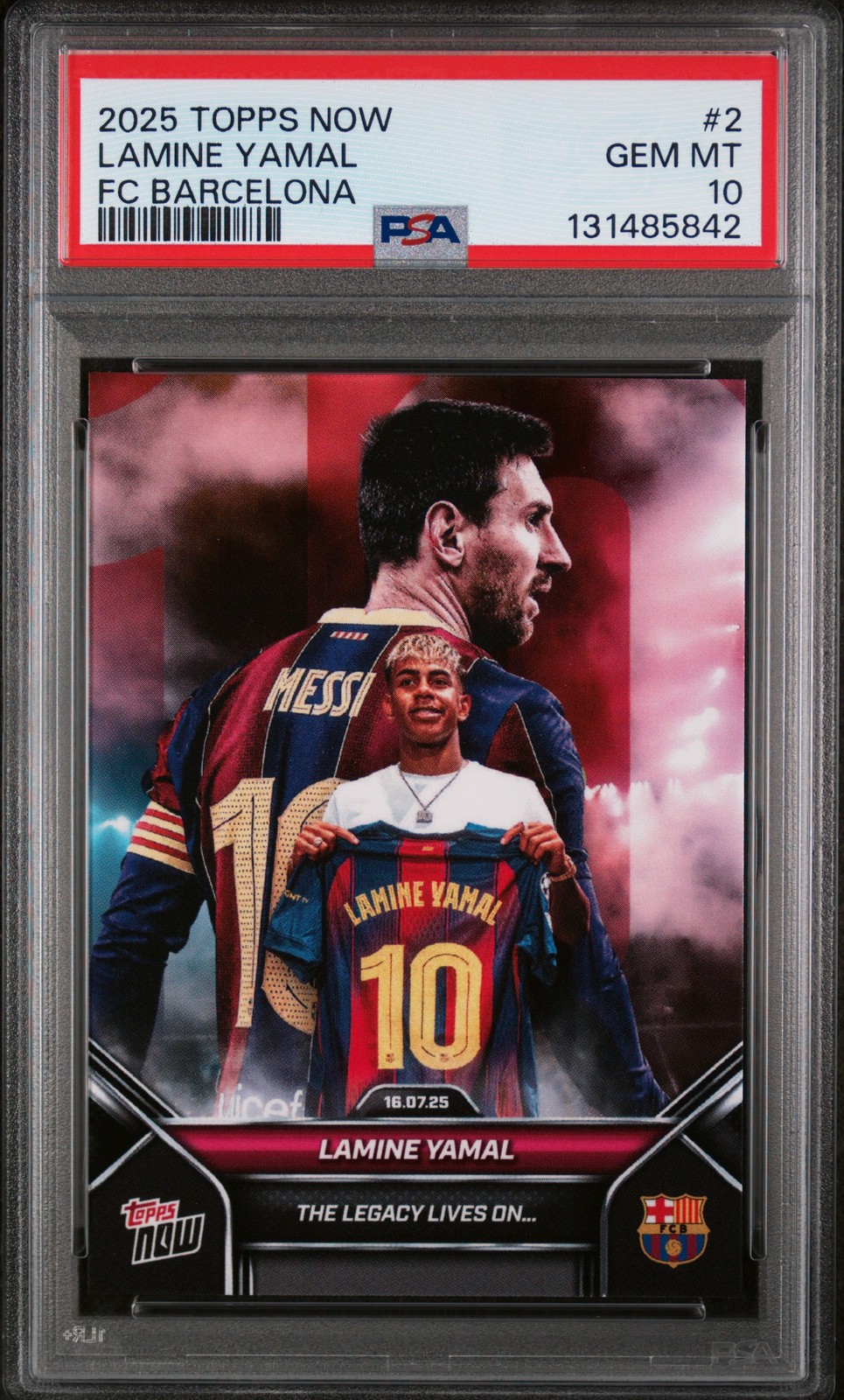 2025-2026 TOPPS NOW FC BARCELONA #2 LAMINE YAMAL PSA 10