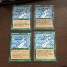 Magic: The Gathering Scaled Wurm x4 Ice Age 1995 Summon Wurm Green, English