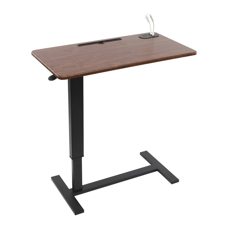 Adjustable Height Side Table Walnut Color Mobile Bedside Table dinner tray table - Image 4 of 4