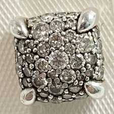 David Yurman 925 Silver & 585 14k Post Pave Diamond Chatelaine Single Earring