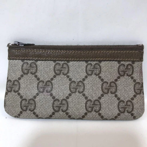 Porte clés GUCCI vintage GG Supreme étui à monnaie en cuir marron authentique 4297