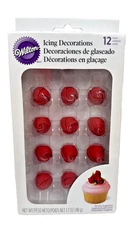 Red Rosebud Icing Decorations Wilton Edible Cupcake Cake Topper Pack 12