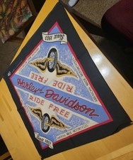 VTG Harley Davidson Ride Free Biker Bandana 50/50 USA Made RN 16463 Black Blue