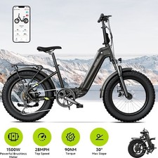 NEW 20"x4" Fat Tire Electric Bike for Adults 1500W Peak Commute Mountain E-Bike