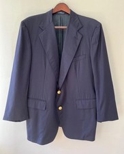 Vintage Polo Ralph Lauren Mens Wool Navy Blazer Jacket 46S Gold Buttons USA Mad
