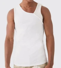 Boohoo Man Men's Slim Rib Contrast Panel Vest Tank Top White Size M NWT