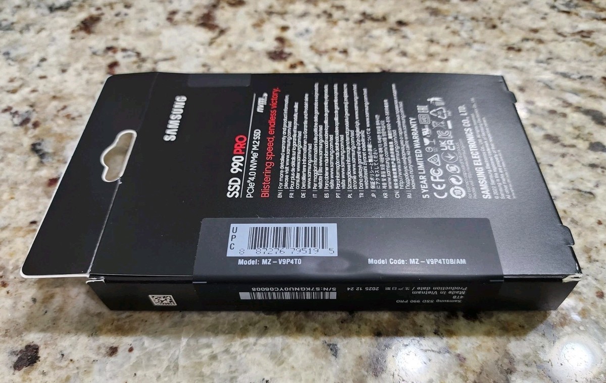 Samsung 990 PRO 4TB, Internal, M.2 (MZV9P4T0BAM) Solid State Data