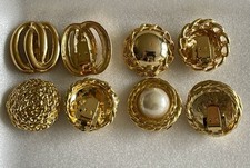 Gold Tone Shoe Clips Lot of 4 Pairs Faux Pearl Textured Designs 1990 s Era