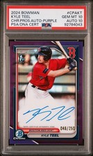 KYLE TEEL 2024 BOWMAN CHROME 1st PURPLE RC AUTO /250 PSA 10