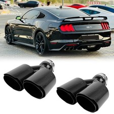 2pcs 3 Inlet 4 Outlet Quad Carbon Fiber Exhaust Pipe Tip For Ford Mustang Gt