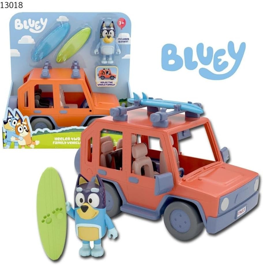 Bluey Heeler 4WD Family Vehicle with 1 Figure and 2 Surfboards