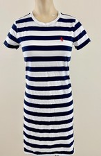 POLO RALPH LAUREN Womens XS Navy White Nautical Stripe Cotton S/S Shirt Dress