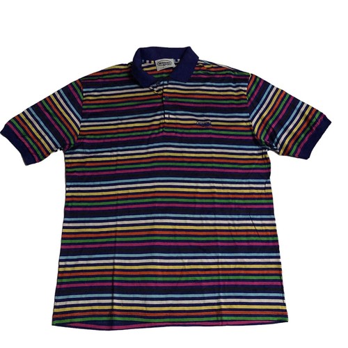 Missoni, Missoni Blue Stripe Polo T-Shirt Men’s Medium | Designer Short Sleeve Vintage