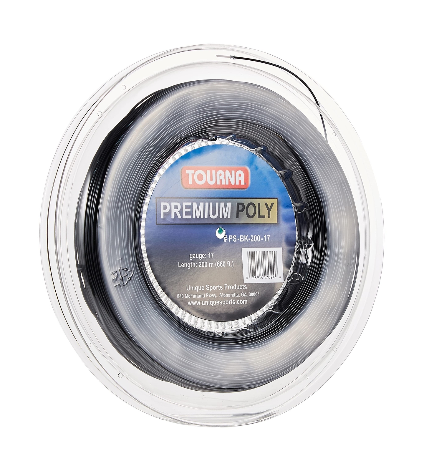 Tourna Premium Poly Durable Tennis String 17g Reel / Black