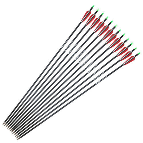 12PCS 28" Carbon Arrows 2.95" Vane Spine 500 Compound Recurve Bows Rage Hunting - Picture 1 of 6