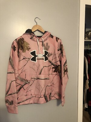 REALTREE UNDER ARMOR MED LADIES PINK CAMO HOODED PULLOVER 24x20 In 