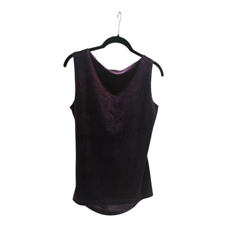 Top cruzado sin mangas de terciopelo morado Spiegel para mujer M cuello en V fruncido lateral Foto 2 de 4