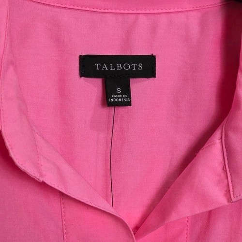Talbots Barbie Pink Top Small NWT Cuff Sleeves Cuff Sleeves Cottagecore Coastal - Picture 3 of 7