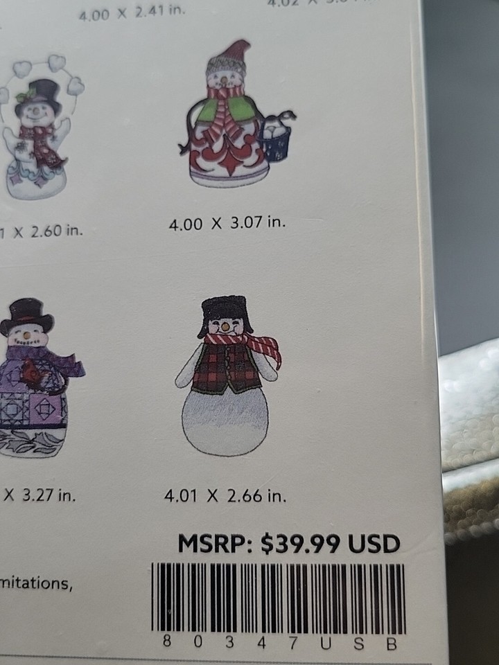 OESD Embroidery Designs Pint Sized Snowman By Jim Shore 10 Designs