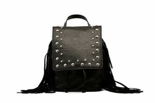 Elegante Zaino morbido in pelle nero effetto vintage