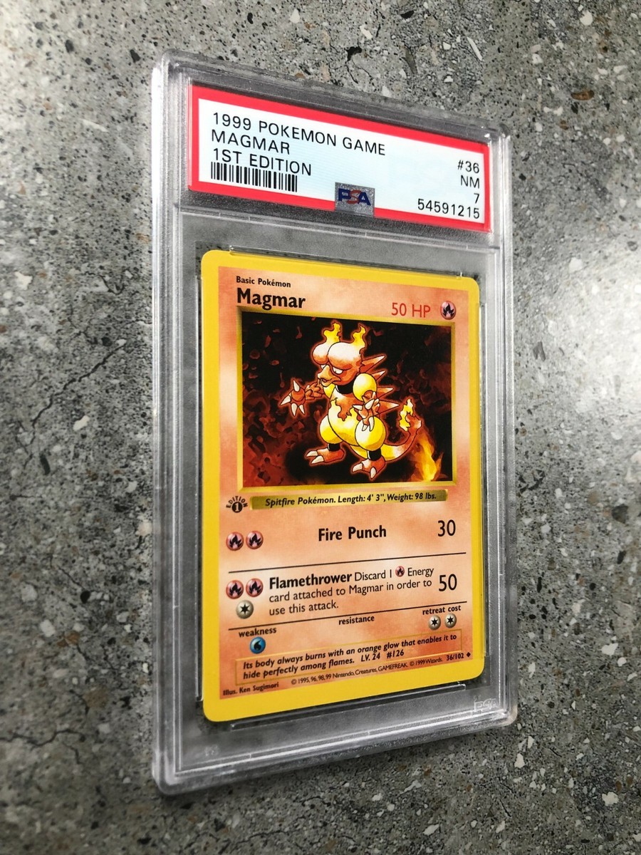 Pokemon TCG Cards 1st Edition Base Set Magmar 36/102 PSA 7 NM