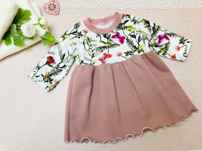 Gr. 74 Baby Kleid Hängerchen Tunika Mädchen Kita Babykleid langarm Handarbeit 