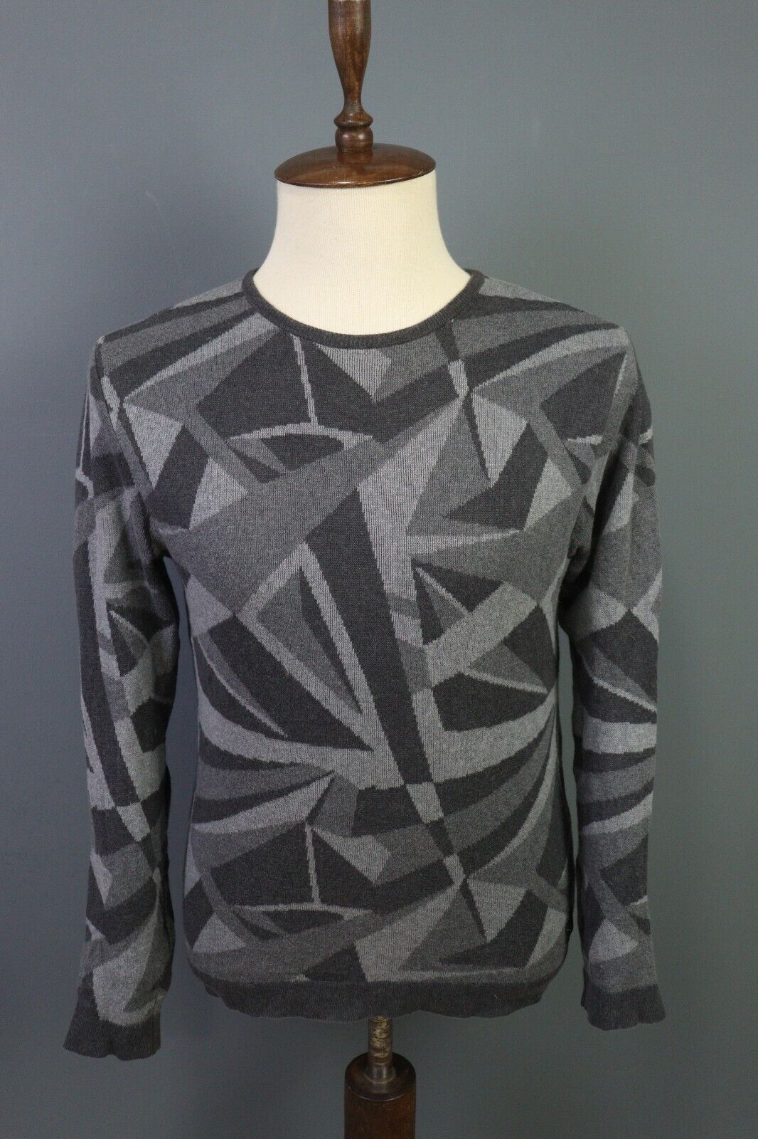 Edwin Gray Crew Neck Diamond Pattern Relaxed Swea… - image 1