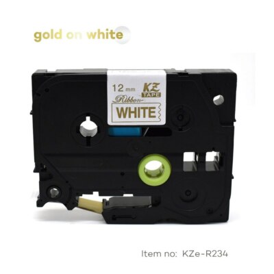 CIDY pour TZe ruban de Satin compatible frère P Touch 12mm or sur blanc