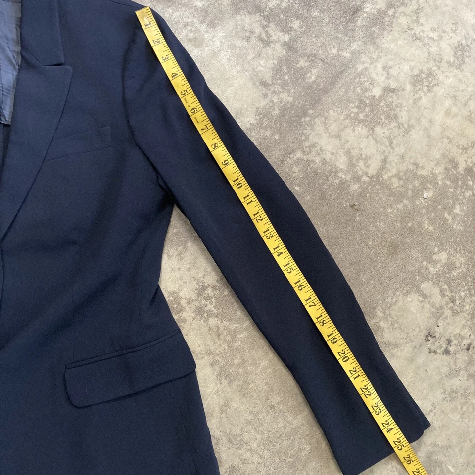 Blazer Agnona Mujer Talla 10 Azul Marino Mezcla Lana 3 Botones Cierre Chaqueta Foto 4 de 4