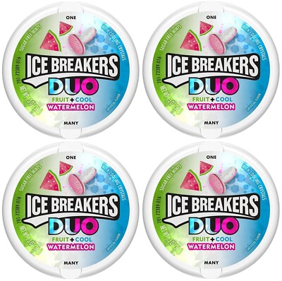 4er-Pack Ice Breakers Duo Wassermelone Zuckerfreie Minze   Versiegelt