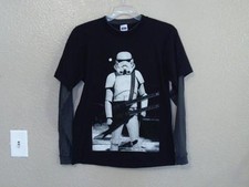 NEW STAR WARS STORMTROOPER blk/gry graphic shirt YOUTH size L LARGE 14/16 64LA