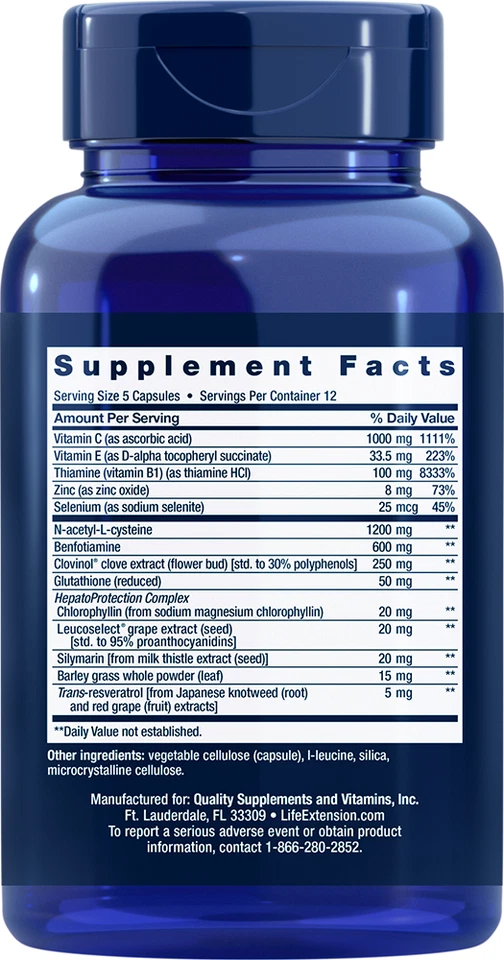 Life Extension Anti-Alcohol con Complejo HepatoProtection 60 Cápsulas -Glutatión Foto 2 de 2