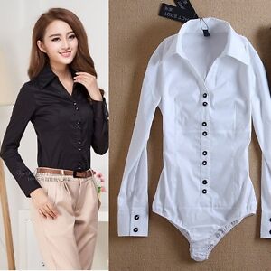 Ladies white button front blouses women