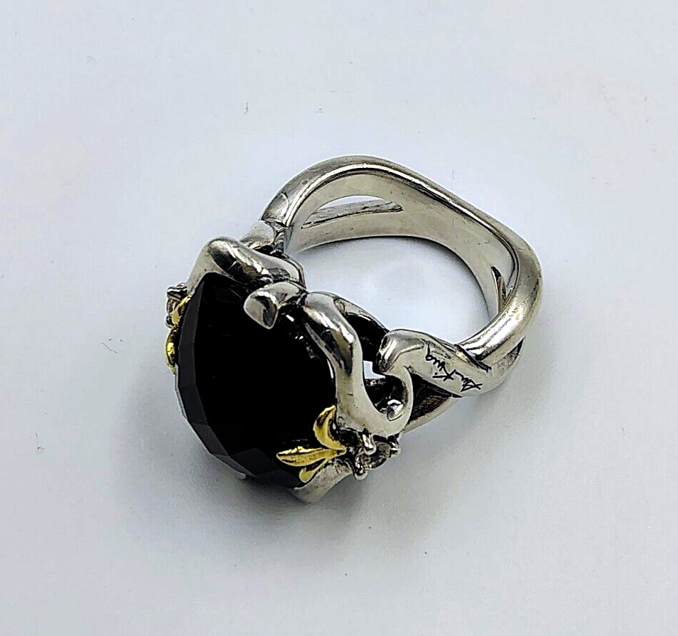 QVC Ann King Sterling Silver 925 18K Gold Accent Black Onyx Clear