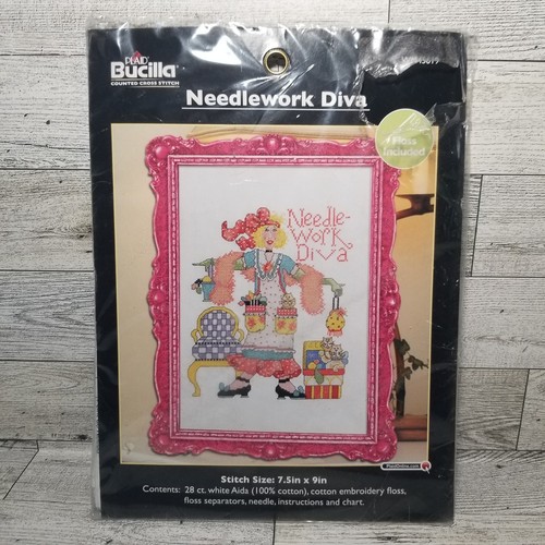Bucilla Alma Lynne Needlework Diva Counted Cross Stitch 8x10 Picture Kit