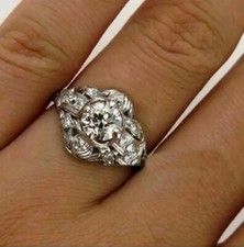 1.40Ct White Round Cut CZ Antique Style Engagement Wedding Ring Solid 925 Silver