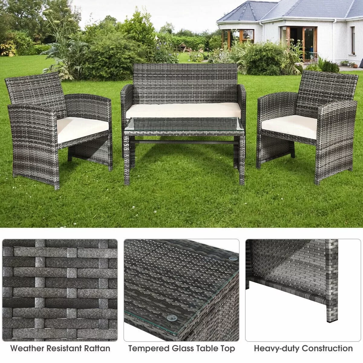 Wick rattan clearance sofa set