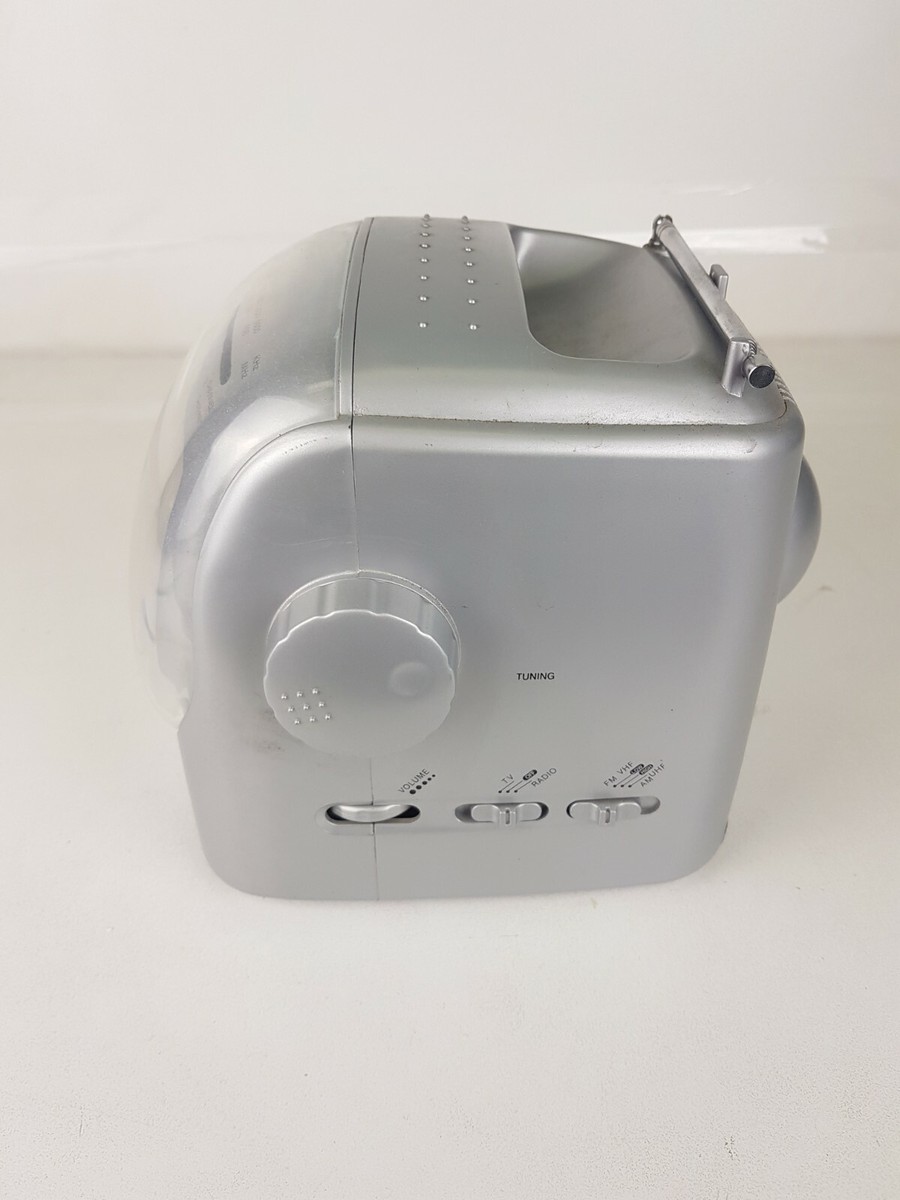 Vintage Portable TV BW Analog Black White Television Radio Retro