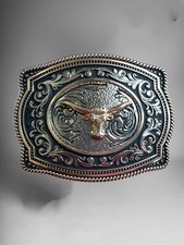 Long Horn Bull Cowboy Western Belt Buckle Hebilla Vaquera Rodeo Toro Con Cuernos