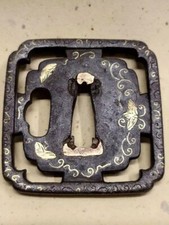 Japanese Antique Tsuba of Katana Samurai Sword Guard Iron Rare Design 71-F30