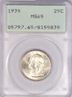 1935 Washington Quarter PCGS MS65 Rattler Holder Gem Silver Coin 25C