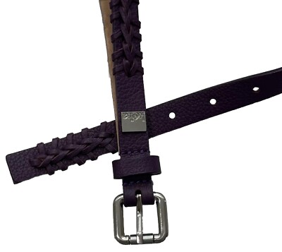 ❤️ KOOBA Deep Purple Braided Women\'s Belt with Silver Buckle KOOBA Leather Belt - Italy - Woven Vintage Braided Purple  main image 3