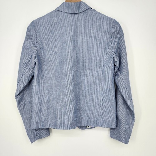Gap Womens Academy Blazer Size 0 Blue Stripe Linen Blend Preppy Academia Classic - Picture 5 of 10
